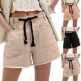 thumbnail image 1 of YTCAMLO Cotton Womens Jean Shorts Summer Y2K Trendy Drawstring High Waisted Denim Shorts with Pockets Pull On Wide Leg Shorts, 1 of 6