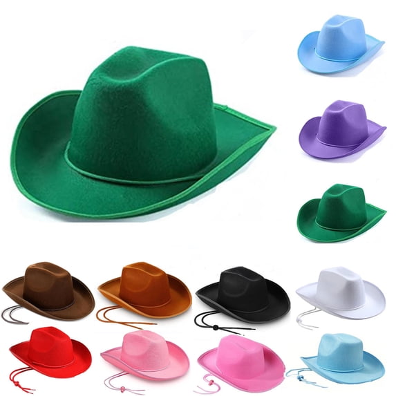 YTCAMLO Cowboy Hats for Women Irish Velvet Top Hat with Wide Brim Adjustable Drawstring Unisex Solid Color Festive Pub Party Hat
