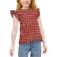 thumbnail image 1 of YTCAMLO Cute Girls Summer Shirts Fashion Printed Crew Neck Chiffon Blouses Flutter Tops Ruffle Sleeve Lightweight Flowy Casual Tees, Red2 10-11 Years, 1 of 7