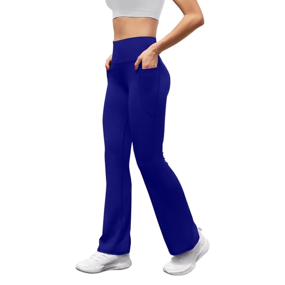YTCAMLO Flare Leggings for Women Solid Color High Waisted Butt Lifting Stretch Pocket Fitness Pants No Front Seam Soft Gym Yoga Pant