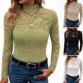 thumbnail image 1 of Lolmot Floral Lace Long Sleeve Shirts for Women, Plus Size Sheer Mesh Blouse for Club Party, See Through Fall Fashion Clothes, 1 of 9