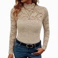 thumbnail image 1 of Lolmot Floral Lace Long Sleeve Shirts for Women, Plus Size Sheer Mesh Blouse for Club Party, See Through Fall Fashion Clothes, 1 of 8