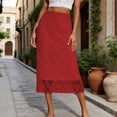 thumbnail image 1 of YTCAMLO Floral Lace Mesh Womens Long Skirts Casual High Waisted A Line Skirts Soft Ankle Length Maxi Skirts Plus Size Summer Skirts, Red L, 1 of 7