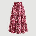 thumbnail image 1 of YTCAMLO Floral Printed Womens Chiffon Long Skirt Casual A-Line Skirt Elastic High Waist Beach Skirt Elegant Tiered Ruffled Maxi Skirt, Red M, 1 of 4