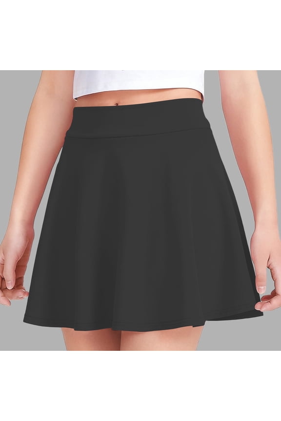 Flowy Girl's Tennis Skirts Athletic Flutter Mini Skirts Soft Comfy Golf Skirts High Waisted Uniform Pleated Skirt, Black 12-13 Years