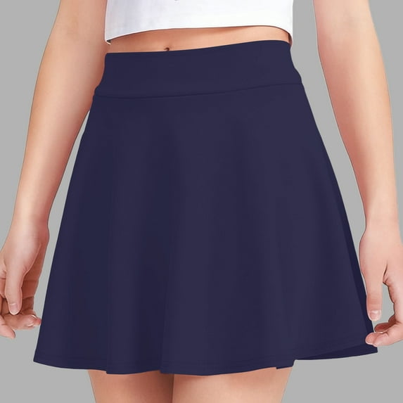 YTCAMLO Flowy Girl's Tennis Skirts Athletic Flutter Mini Skirts Soft Comfy Golf Skirts High Waisted Uniform Pleated Skirt, Navy 7-8 Years