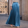 thumbnail image 1 of YTCAMLO Full Length Women's Velvet Maxi Skirts Casual Retro Flared Pleated Skirt A-line Long Skirts Elastic Waist Party Skirts, Dark Blue M, 1 of 7