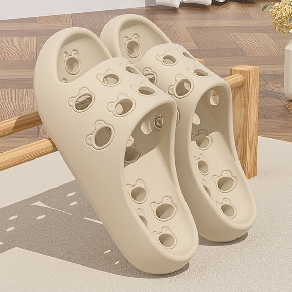 YTCAMLO Funny Pattern Womens Mens Slippers Comfort Arch Support Bathroom Shoes Non-Slip Slides with Drain Holes Quick Dry Shower Shoes, Beige 42