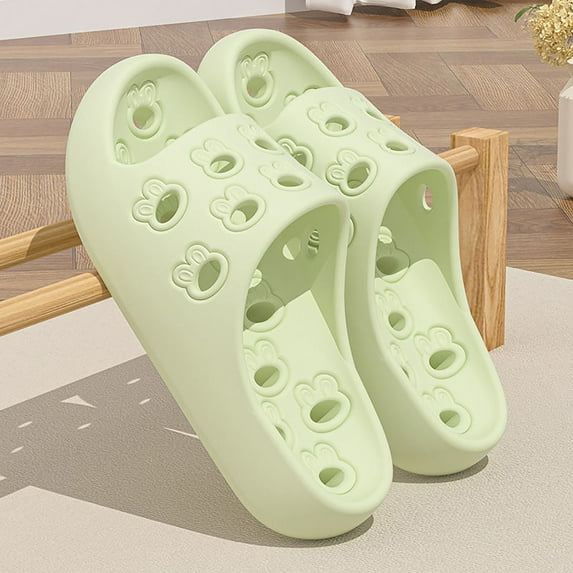 YTCAMLO Funny Pattern Womens Mens Slippers Comfort Arch Support Bathroom Shoes Non-Slip Slides with Drain Holes Quick Dry Shower Shoes, Green 37