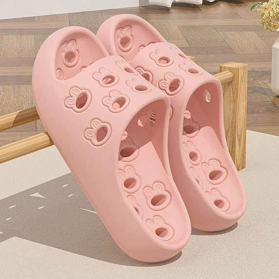 YTCAMLO Funny Pattern Womens Mens Slippers Comfort Arch Support Bathroom Shoes Non-Slip Slides with Drain Holes Quick Dry Shower Shoes, Pink 39