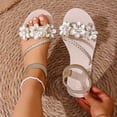 thumbnail image 1 of YTCAMLO Glitter Flat Sandals for Women, Casual Open Toe Floral Strappy Sandals with Ankle Strap, Travel Vacation Wedding Shoes, 1 of 9