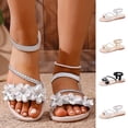thumbnail image 1 of YTCAMLO Glitter Flat Sandals for Women, Casual Open Toe Floral Strappy Sandals with Ankle Strap, Travel Vacation Wedding Shoes, 1 of 9