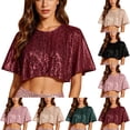 thumbnail image 1 of YTCAMLO Glitter Sequin Womens Cropped Wraps Fashions Short Sleeve Bolero Shrug Flared Shiny Shoulder Cover Up for Wedding, 1 of 5