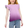thumbnail image 1 of YTCAMLO Gradient Printed Girls Chiffon Blouses Casual Fashion Comfy T Shirts Ruffle Sleeve Tunic Tees Loose Flowy Flutter Tops, Pink1 6-7 Years, 1 of 7