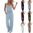 thumbnail image 1 of YTCAMLO High Waisted Jumpsuits for Women Summer Trendy Baggy Spaghetti Straps Wide Leg Pants Rompers Drawstring One Piece Outfits, Dark Gray S, 1 of 7
