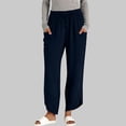 thumbnail image 1 of YTCAMLO High Waisted Palazzo Pants for Women Y2K Trendy Wide Leg Pants Side Split Flowy Pants with Pockets Comfy Summer Outfits, Navy M, 1 of 6