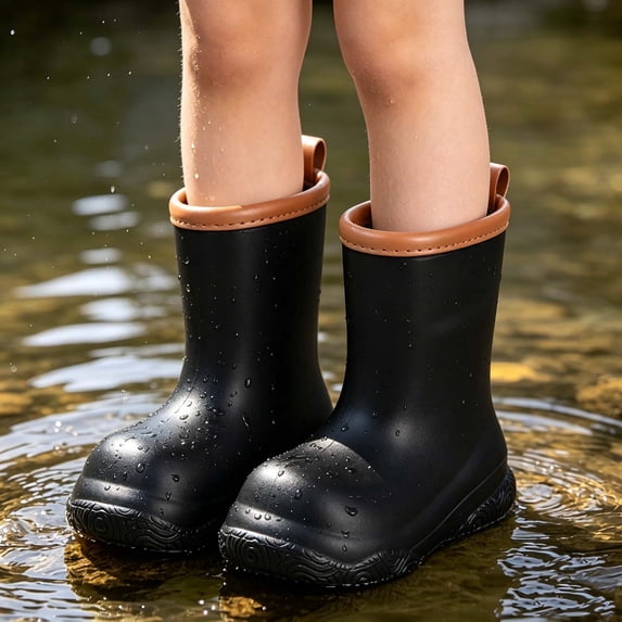 YTCAMLO Kids Mid Calf Rain Boots, Waterproof Matte Wellies for Toddler Boys Girls, Non Slip Soft Thick Sole Outdoor Rainboots