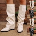thumbnail image 1 of YTCAMLO Knee High Fold Over Boots for Women Fall Winter Fashion Chunky Heel Knee High Boots Pointed Toe Faux Leather Boots, 1 of 7