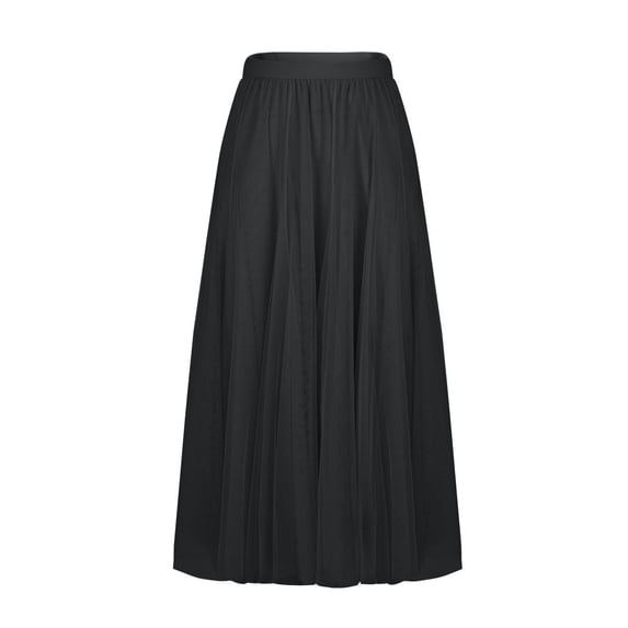 YTCAMLO Layered Mesh Womens Tulle Skirts Elegant Long Skirts Elastic High Waist A Line Skirt Lightweight Flowy Wedding Tutu Skirts, Black XL