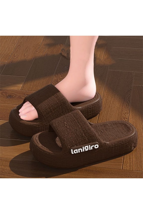 Letter Printed Pillow Slides Summer Trendy House Slippers Shower Shoes Quick Dry Non Slip Cloud Sandals for Indoor Outdoor, Coffee 7.5-8.5