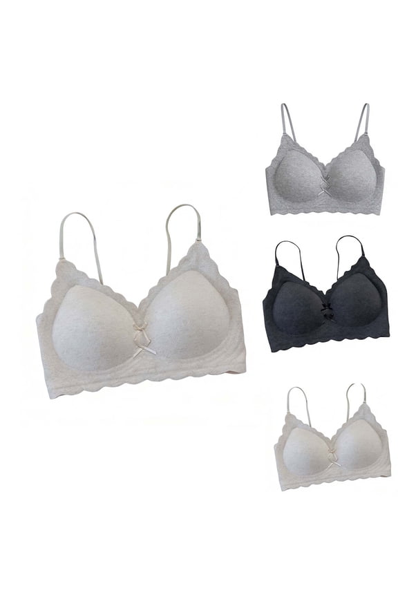 Lettuce Trim Wireless Bras for Women Casual Spaghetti Straps Full Coverage Seamless Bralettes Yoga Sleep Comfy Everyday Bras