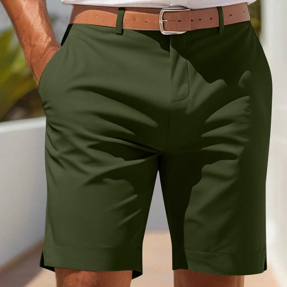 YTCAMLO Lightweight Mens Golf Shorts Summer Classic Fit Solid Color Flat Front Shorts with Pockets Quick Dry Dress Work Shorts, Green M