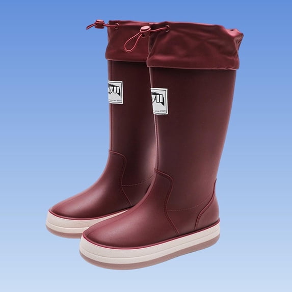 YTCAMLO Lightweight Women's Tall Rain Boots Trendy Packable Mid-Calf Garden Boots with Adjustable Drawstring Waterproof Boots