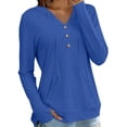 thumbnail image 1 of YTCAMLO Long Sleeve Sun Shirts for Women, Casual Loose Fit Button V Neck Sweatshirt with Kangaroo Pocket, Drawstring Workout Tops, 1 of 7