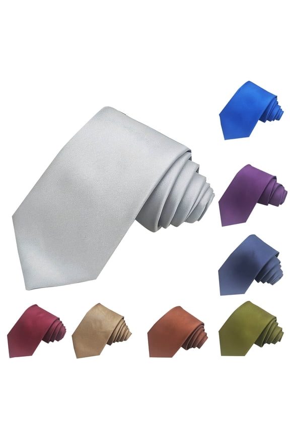 Men's 8cm Solid Color Satin Necktie, Hand-Tied Silk Formal Tie for Business, Weddings, Office, and Special Occasions, Assorted Colors Army Green