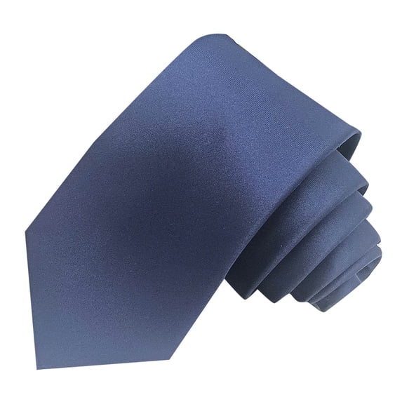 YTCAMLO Men's 8cm Solid Color Satin Necktie, Hand-Tied Silk Formal Tie for Business, Weddings, Office, and Special Occasions, Assorted Colors Navy