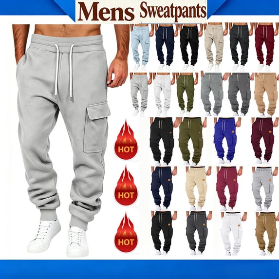 YTCAMLO Men's Baggy Sweatpants Wide Leg Lounge Sweat Pants with Multi Pockets