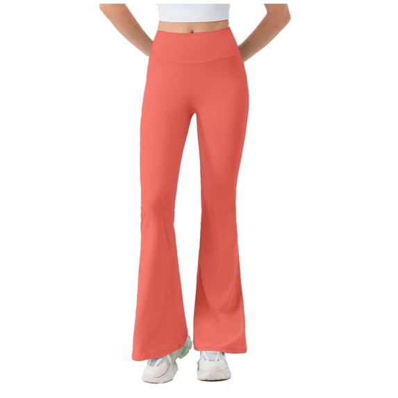 YTCAMLO No Front Womens Flare Yoga Pants Casual Bootcut Legging Stretch Tummy Control Lounge Pants High Waisted Gym Workout Leggings, Orange1 S