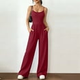 thumbnail image 1 of YTCAMLO One Piece Jumpsuits for Women Fashion Sleeveless Scoop Neck Ruched Summer Romper with Pockets Flowy Wide Leg Workout Jumpsuits, 1 of 6