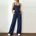 thumbnail image 1 of YTCAMLO One Piece Jumpsuits for Women Fashion Sleeveless Scoop Neck Ruched Summer Romper with Pockets Flowy Wide Leg Workout Jumpsuits, 1 of 6