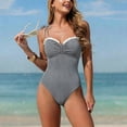 thumbnail image 1 of YTCAMLO One Piece Swimsuit Women Retro Striped Printed Ruffled Tummy Control Bathing Suits Push Up High Cut Swimwear, Black S, 1 of 7