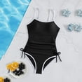 thumbnail image 1 of YTCAMLO One Piece Swimsuits for Teen Girls Cute Trendy High Cut Tie Side Bathing Suit with Spaghetti Straps Lightweight Swimwear, Black 15-16 Years, 1 of 6