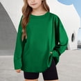thumbnail image 1 of YTCAMLO Oversized Girls Long Sleeve Shirts Casual Fashion Loose Fit Tunic Tops Crewneck Layering Shirts Soft Comfy Basic Tees, Green1 8 Years, 1 of 8