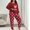 thumbnail image 1 of YTCAMLO Oversized Pajama Sets for Women 2 Piece Casual Long Sleeve Pjs with Pants Soft Lounge Sets Funny Valentines Printed Sleepwear, Wine XXXXXL, 1 of 5