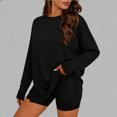 thumbnail image 1 of YTCAMLO Oversized Womens Long Sleeve Shirts Casual Fashion Side Split Gym Workout Tops Loose Fit T Shirts Crewneck Basic Y2k Tees, Black XXL, 1 of 5