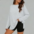 thumbnail image 1 of YTCAMLO Oversized Womens Long Sleeve Shirts Casual Fashion Side Split Gym Workout Tops Loose Fit T Shirts Crewneck Basic Y2k Tees, Gray XL, 1 of 6