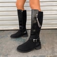 thumbnail image 1 of YTCAMLO Patchwork Knee High Boots for Women Fashion Faux Leather Chunky Block Heel Tall Boots Comfortable Low Heel Shoes, 1 of 7