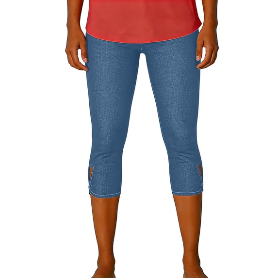 YTCAMLO Plus Size Jeggings for Women Summer Fashion Stretchy Slim Fit Jean Capris Pull On High Waisted Soft Cropped Leggings