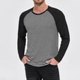 thumbnail image 1 of YTCAMLO Plus Size Mens Stretch Athletic Shirts Classic Regular Fit T Shirts Raglan Long Sleeve Basic Tees Lightweight Baseball Tops, Gray XL, 1 of 5