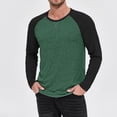 thumbnail image 1 of YTCAMLO Plus Size Mens Stretch Athletic Shirts Classic Regular Fit T Shirts Raglan Long Sleeve Basic Tees Lightweight Baseball Tops, Green XXXL, 1 of 5