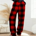 thumbnail image 1 of YTCAMLO Plus Size Pajama Pants for Women Casual Plush Comfy Lounge Pants with Pockets Plaid Heart Printed Long Pj Bottoms Sleepwear, Wine XXXXL, 1 of 7