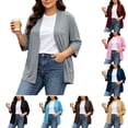 thumbnail image 1 of YTCAMLO Plus Size Summer Cardigan for Women Casual 3/4 Sleeve Classic Sweaters with Pockets Flowy Baggy Beach Vacation Coverups, 1 of 9