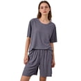 thumbnail image 1 of YTCAMLO Plus Size Womens 2 Piece Pajama Sets Casual Short Sleeve Tops with Shorts Soft Comfy Lounge Sets Loose Fit Sleepwear, 1 of 7