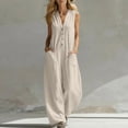 thumbnail image 1 of YTCAMLO Plus Size Womens Button Down Jumpsuits Summer Casual Loose Fit Overalls with Pockets Cotton Linen Flowy Wide Leg Rompers, 1 of 6
