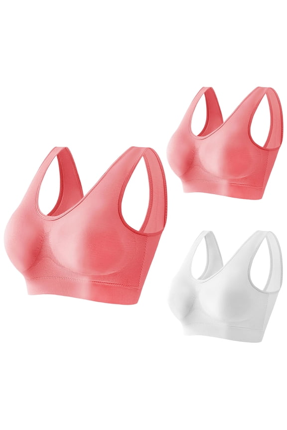 Pullover Womens T Shirt Bras Casual Full Coverage Wireless Bras Seamless Yoga Bra with Removable Pads Pull On Sleep Bralettes, White XXL