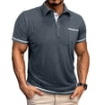 thumbnail image 1 of YTCAMLO Quick Dry Mens Henley Golf Shirts Classic Short Sleeve Shirts Slim Fit Performance Tops with Pocket Breathable Basic Tees, Dark Gray XXXL, 1 of 7